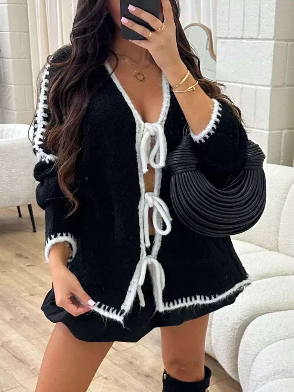 Tie Front Drop Shoulder Cardigan, image 8
