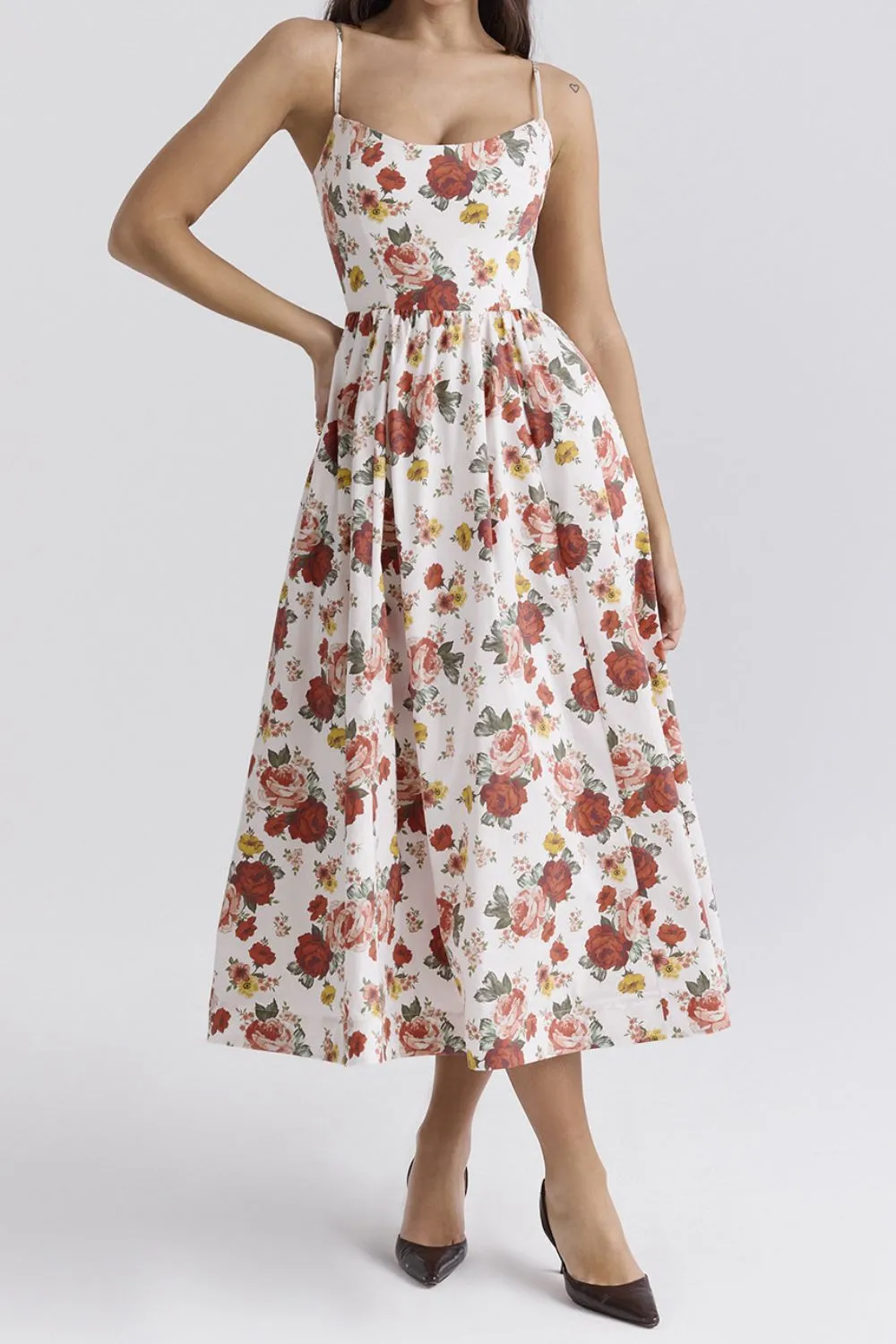 Floral Print Spaghetti Strap Midi Dress, image 5