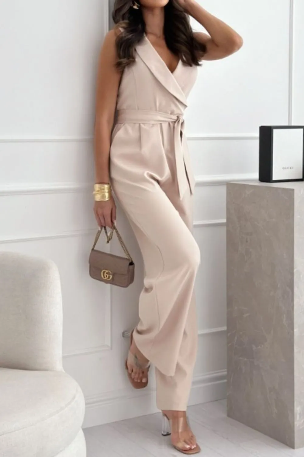 Surplice Sleeveless Wide Leg Jumpsuit, image 7
