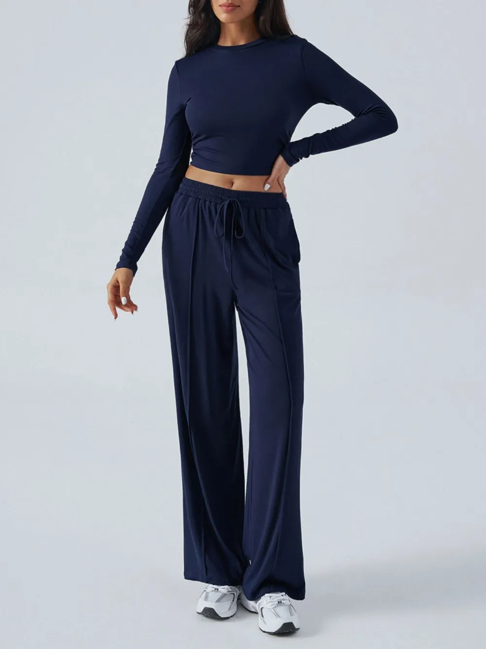 Round Neck Long Sleeve Top and Pants Set, image 24
