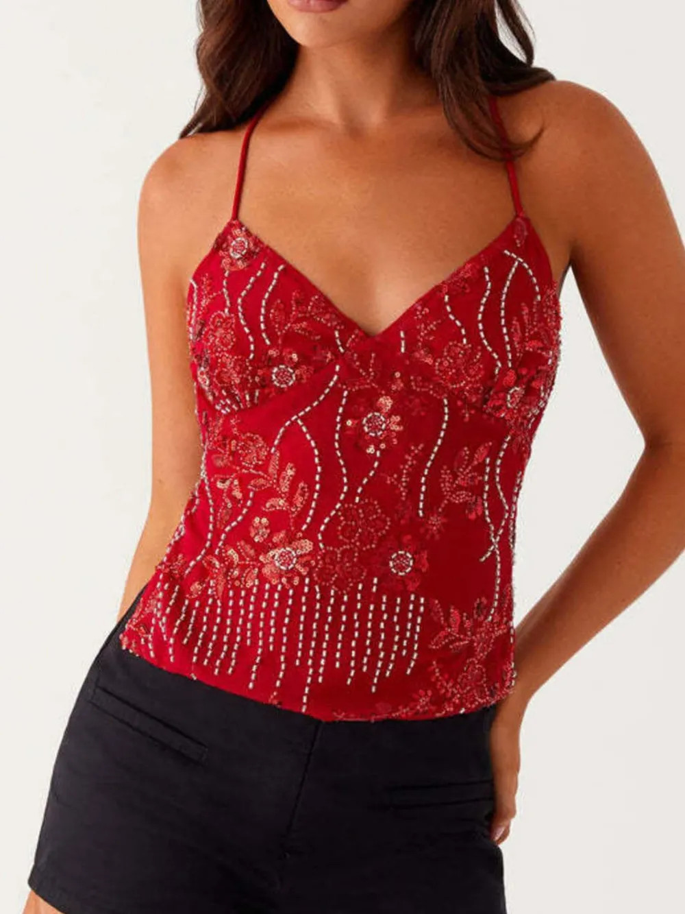 Crisscross Back V-Neck Cami, image 4