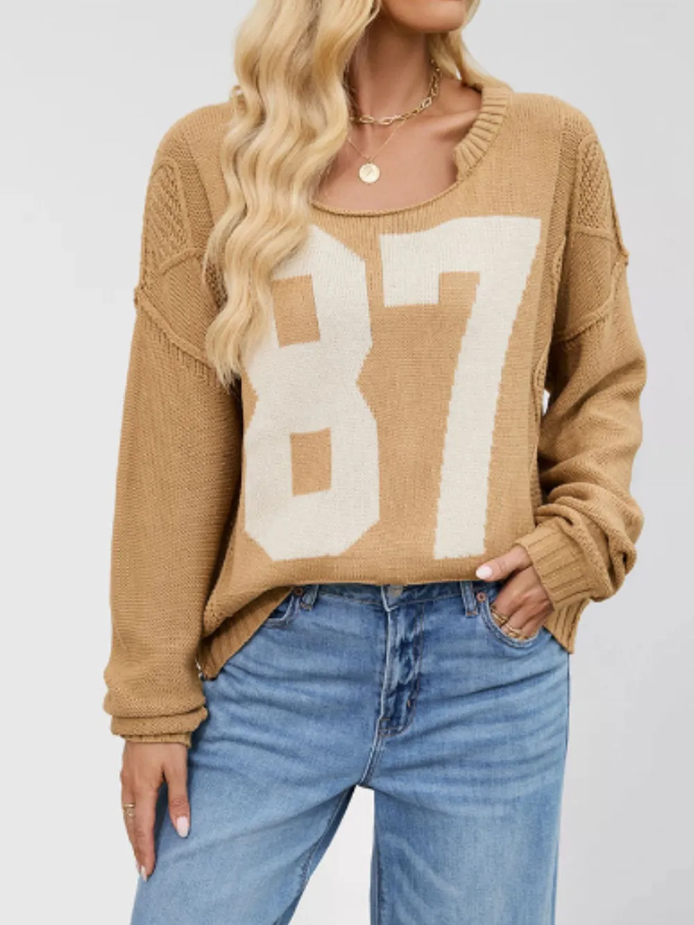 Number 81 Oversized Cable Knit Sweater, image 2