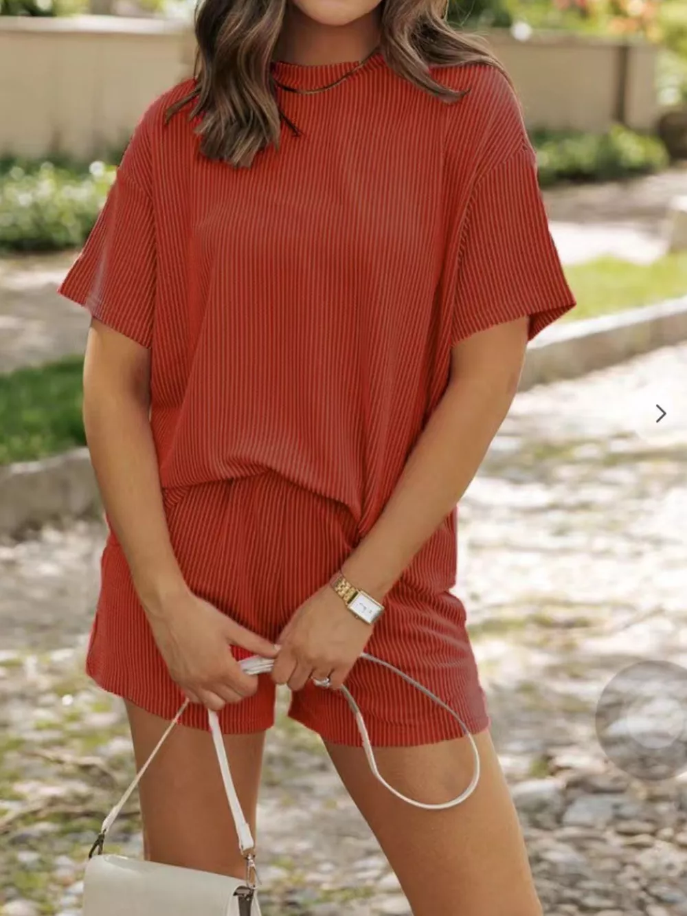 Full Size Ribbed Short Sleeve Top and Shorts Two-Piece Set Plus Size, image 5