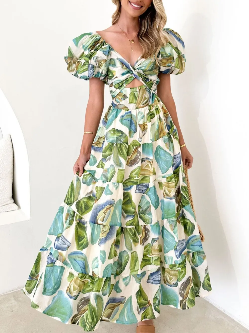 Off-Shoulder Floral Tiered Dress with Ruffle Details, image 5