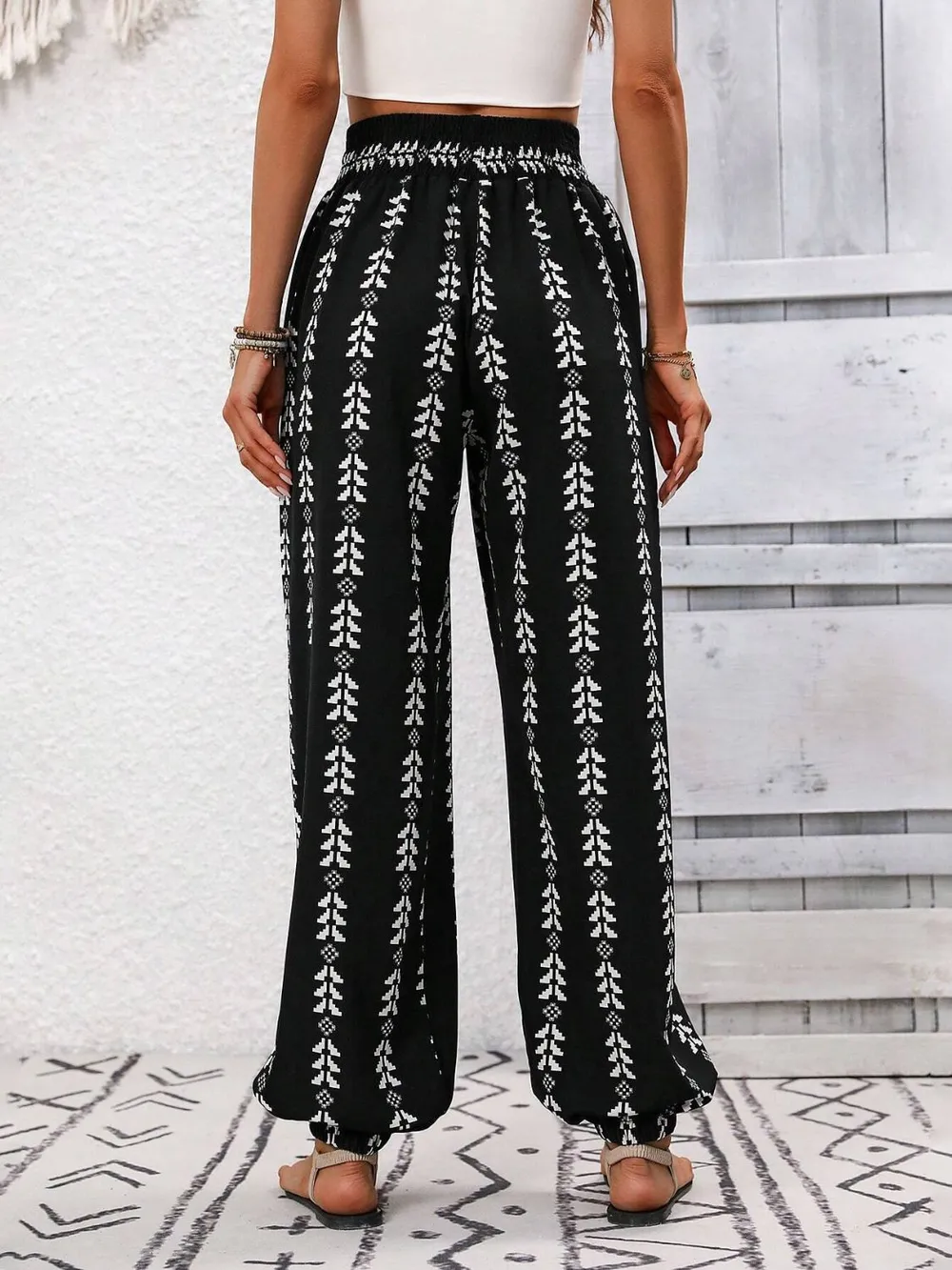 Tied Printed High Waist Pants, image 2