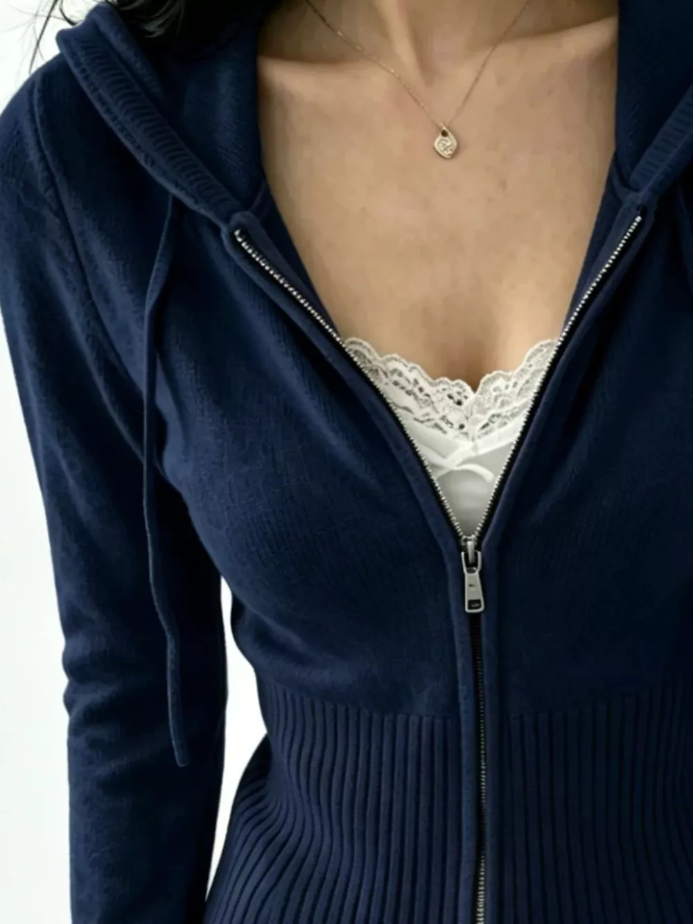 Zip-Up Cropped Hooded Cardigan, image 8
