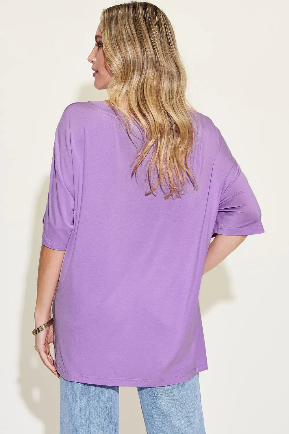 Full Size Bamboo V-Neck Drop Shoulder T-Shirt, image 2