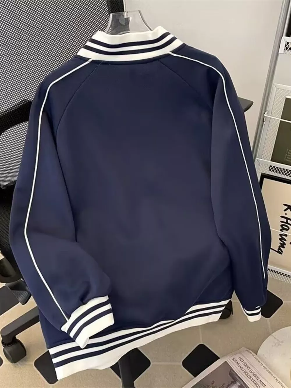 Men's Plus Size Striped Trim Zip-Up Sweatshirt, image 4