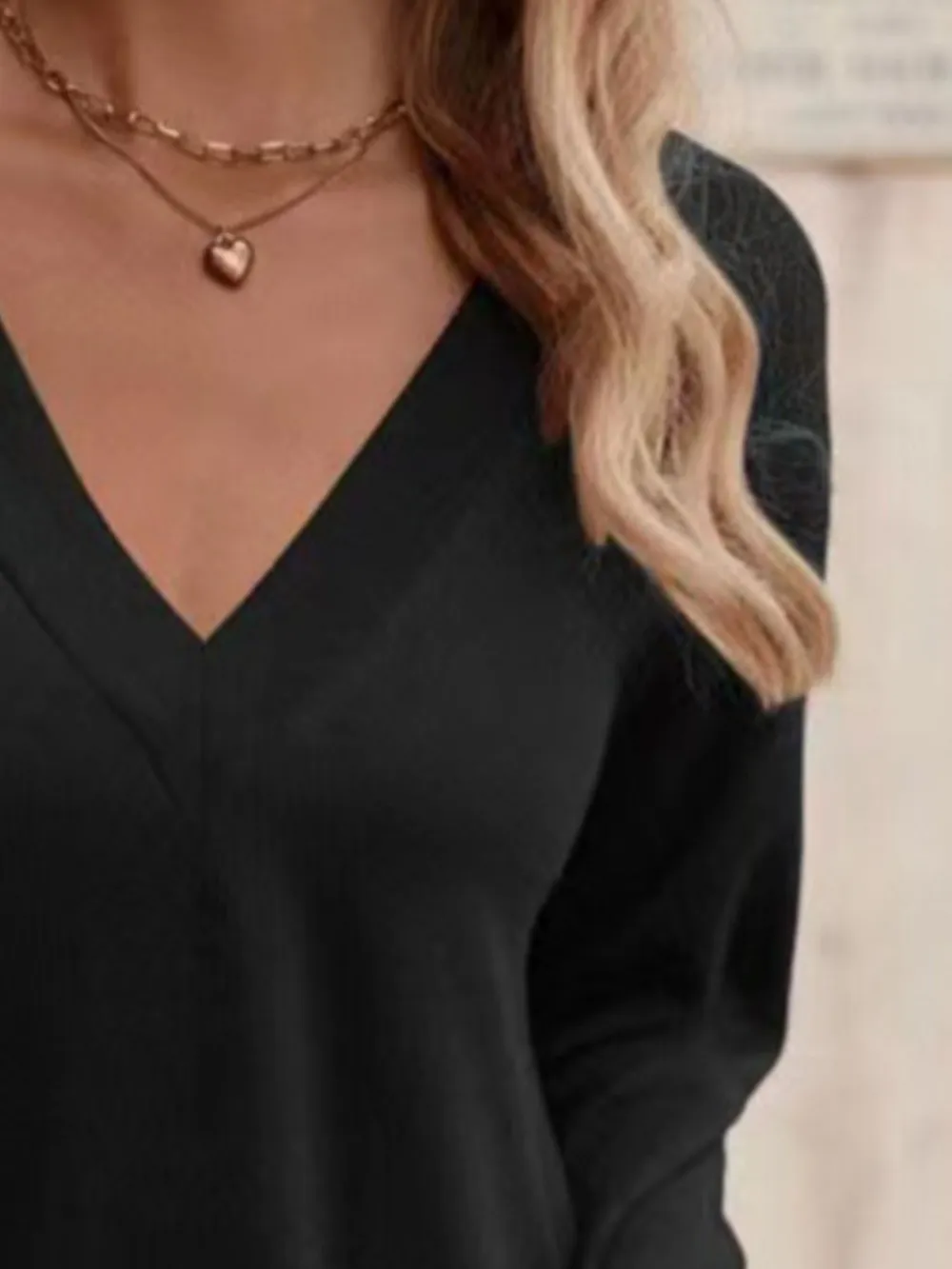 V-Neck Long Sleeve T-Shirt, image 5