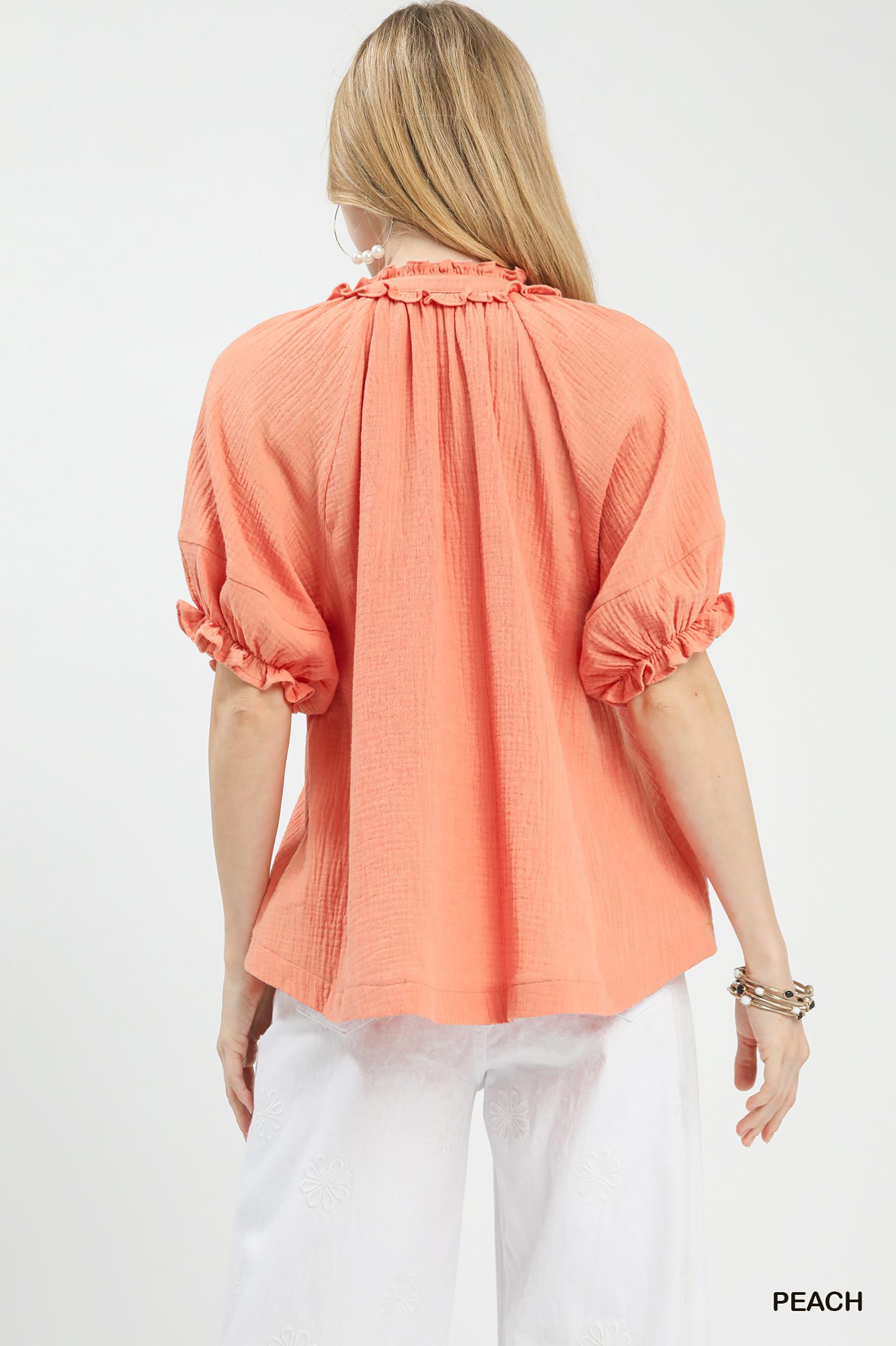 Cotton Gauze Ruffle Top, image 3