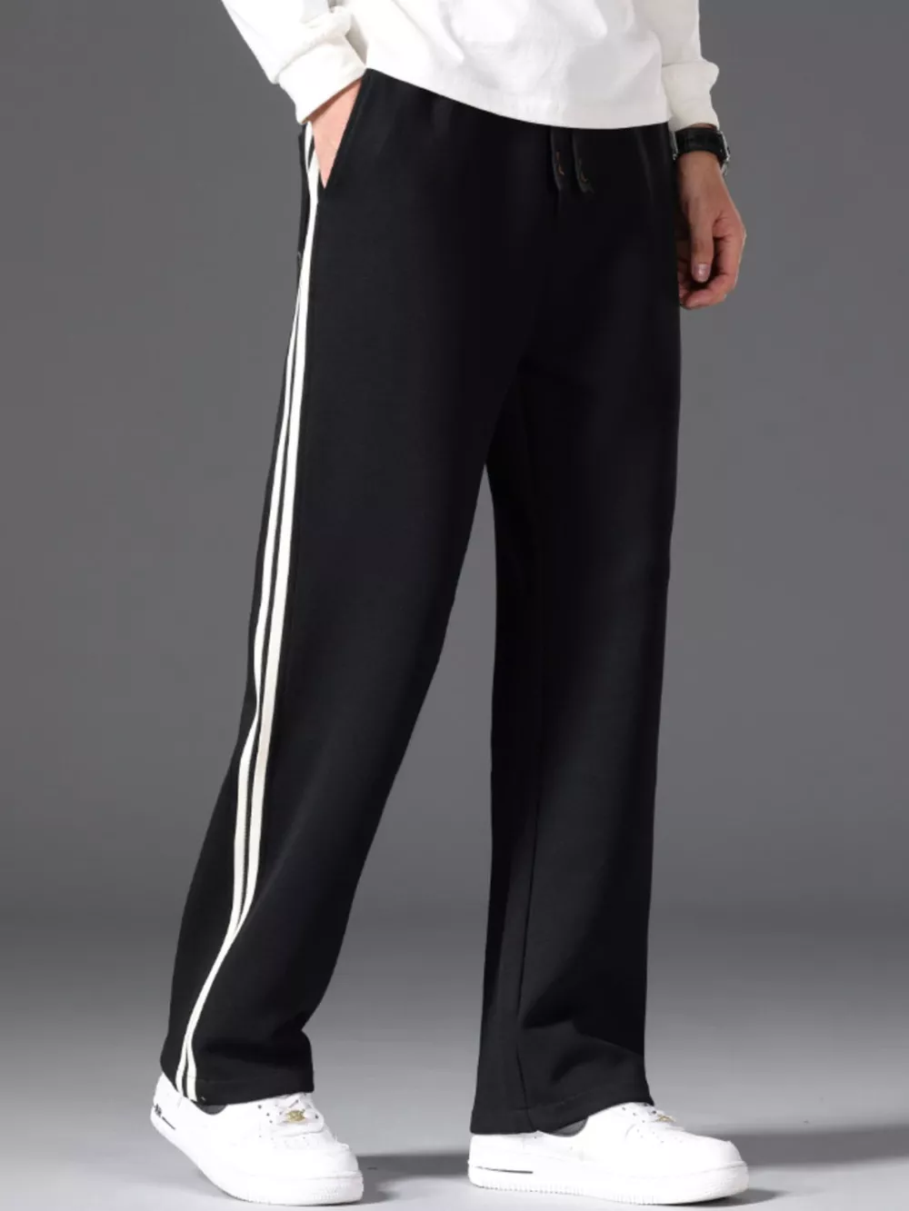 Men's Side Striped Casual Drawstring Pants, image 2