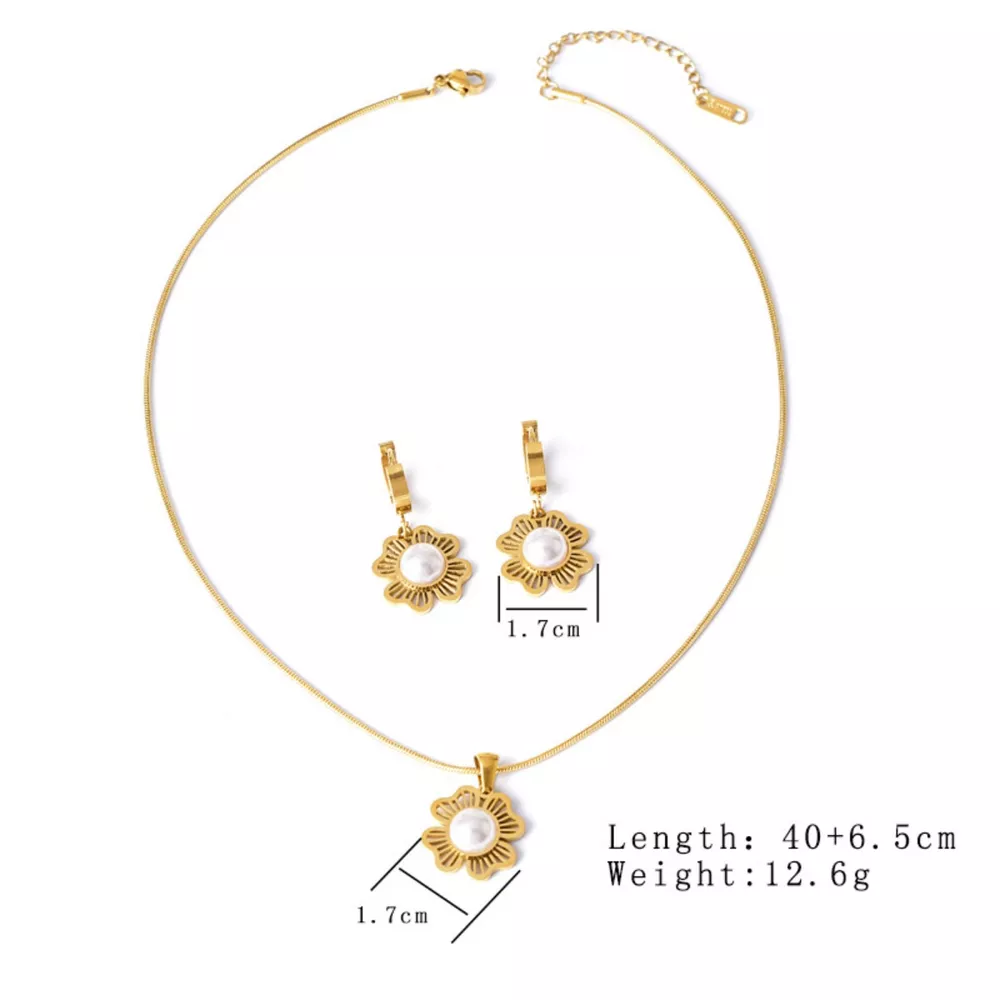 18K Gold-Plated Flower Jewelry Set, image 7