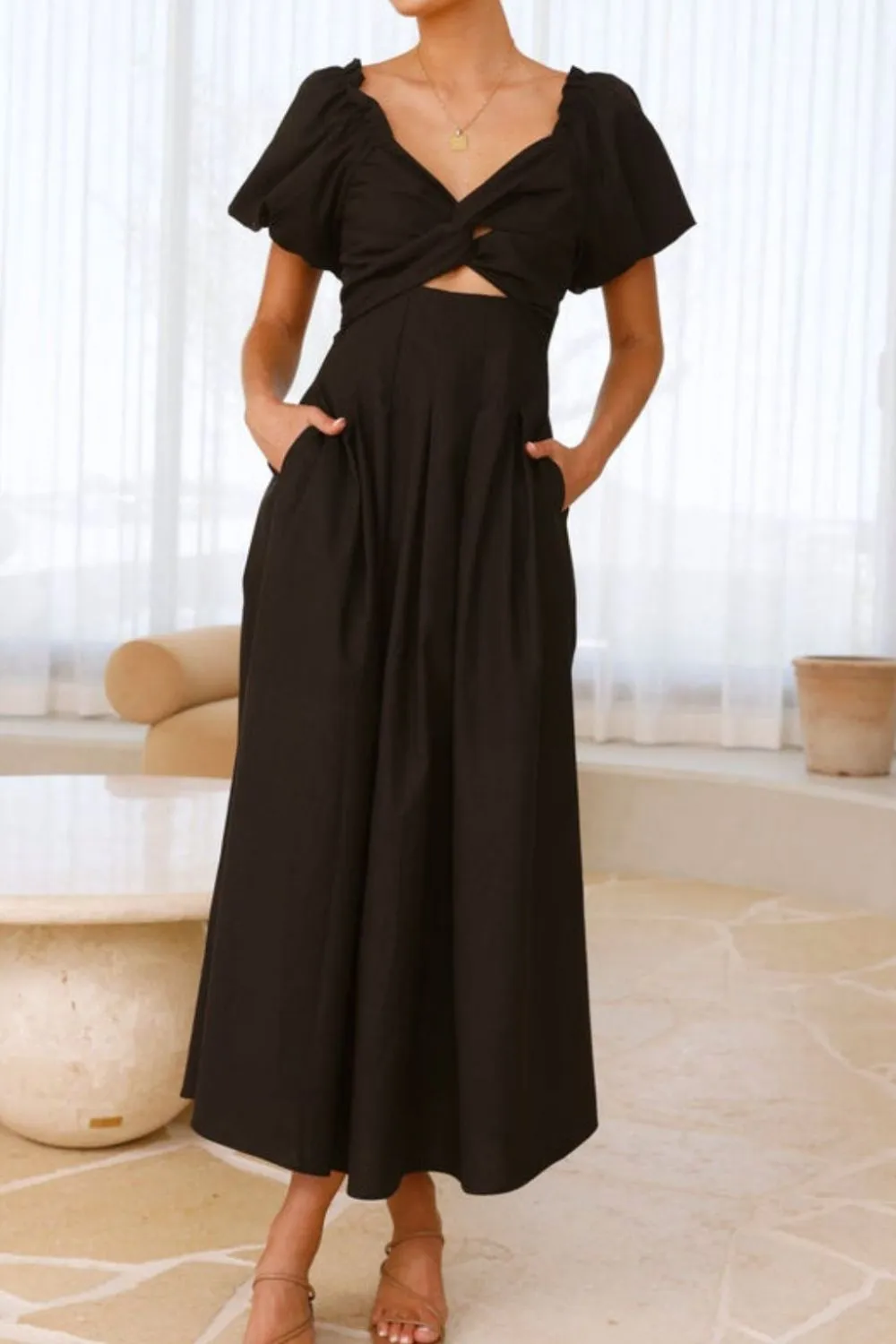 Sweetheart Neck Puff Sleeve Dress, image 5