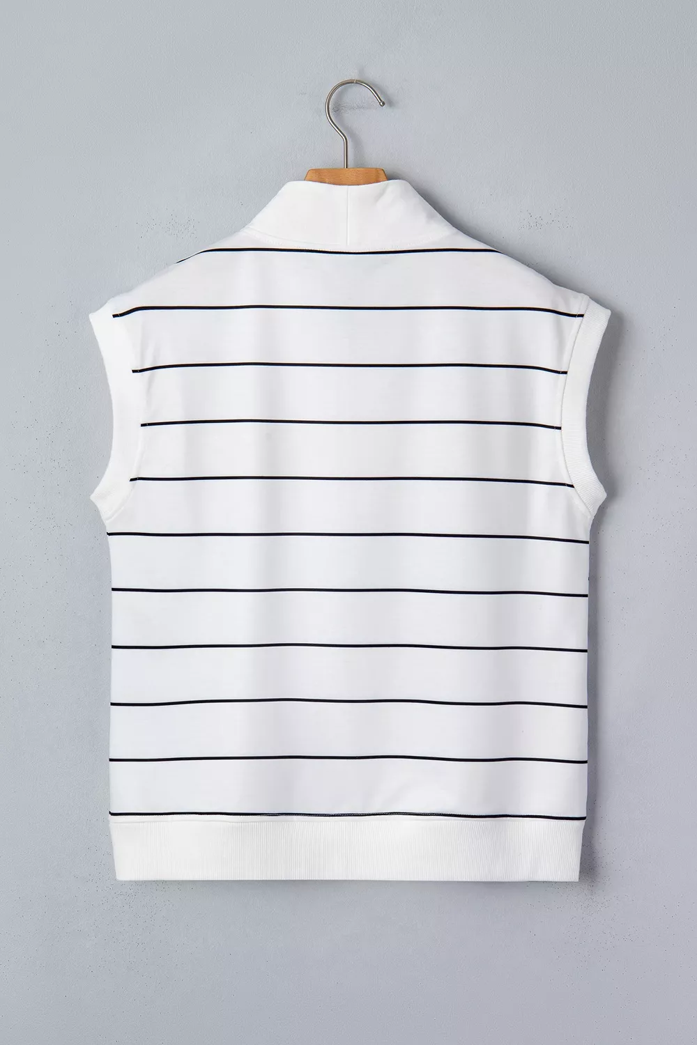 Stripe Color Block Zip V Neck Sleeveless Top, image 9