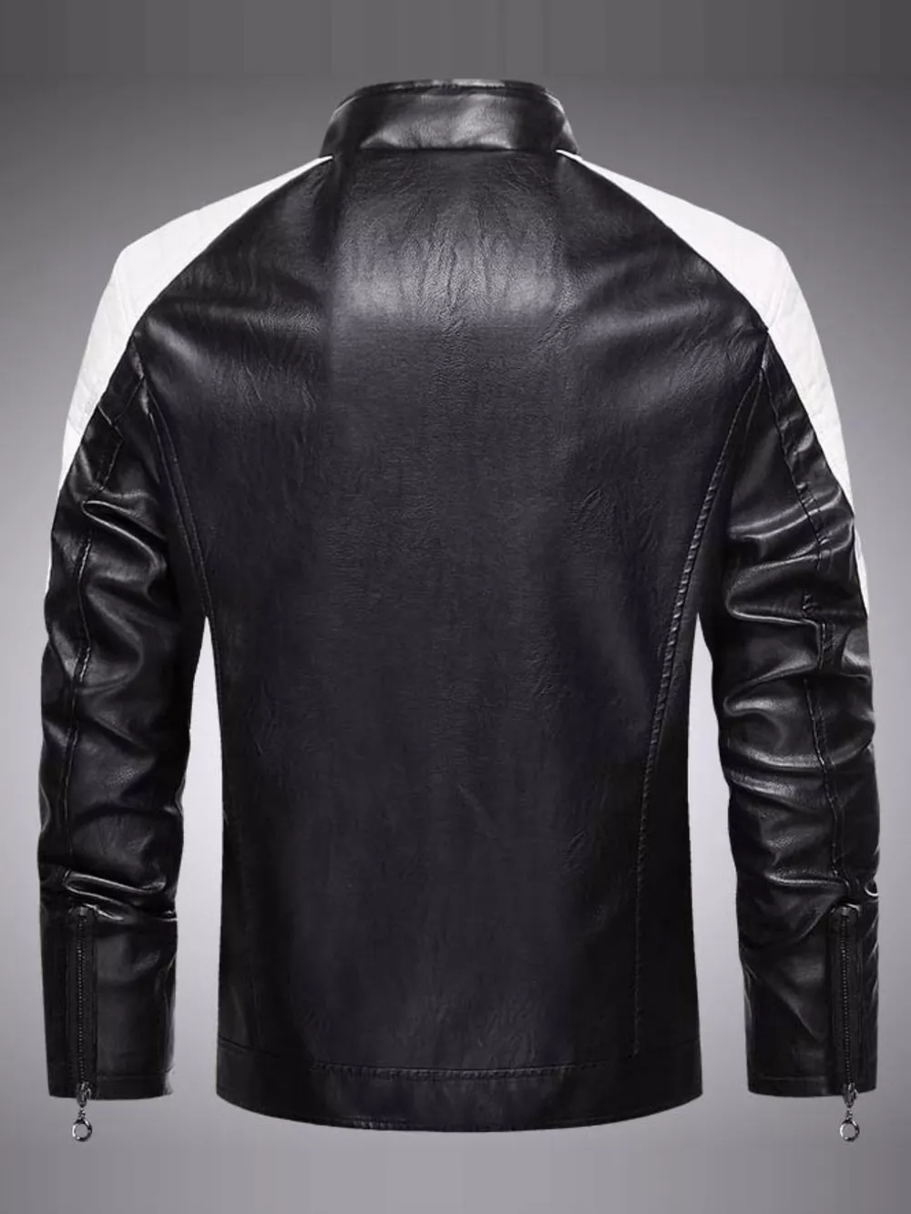 Men's Plus Size Slim Fit Zip Up Moto Jacket, image 3