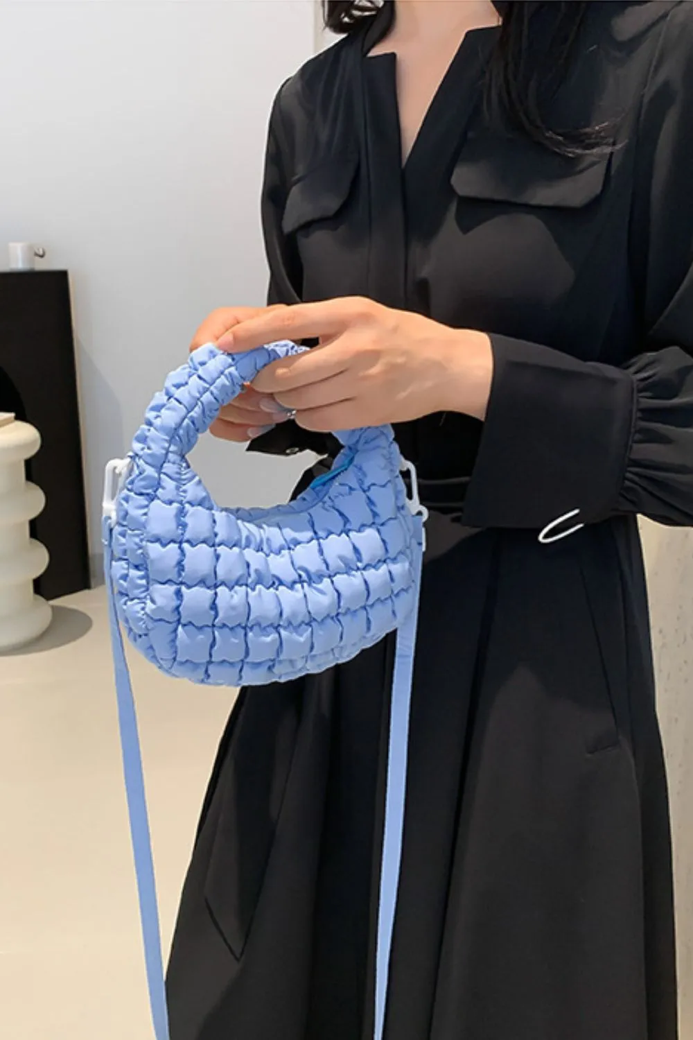 Quilted Puffy Removable Strap Crossbody Bag, image 19