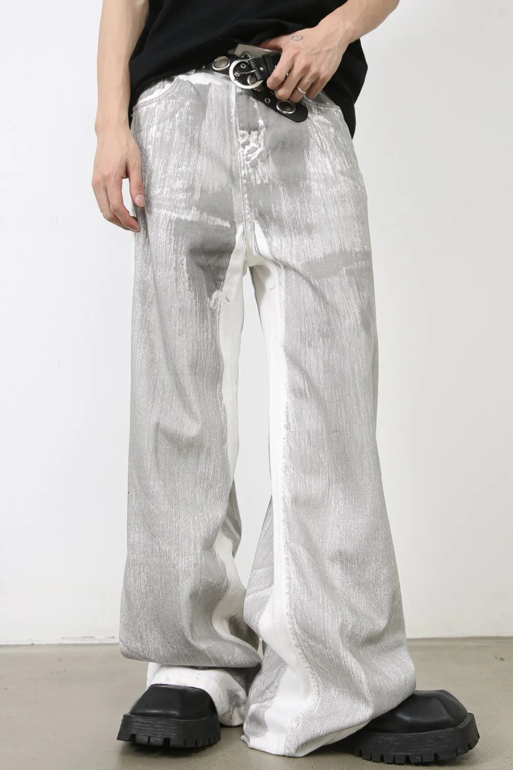 Men's Contrast Wide Leg Jeans, image 3