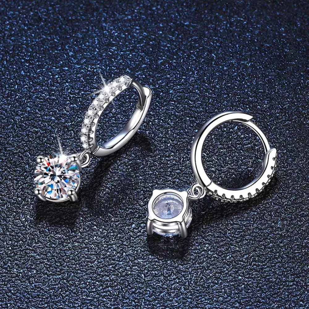 1 Carat Moissanite 925 Sterling Silver Drop Earrings, image 5