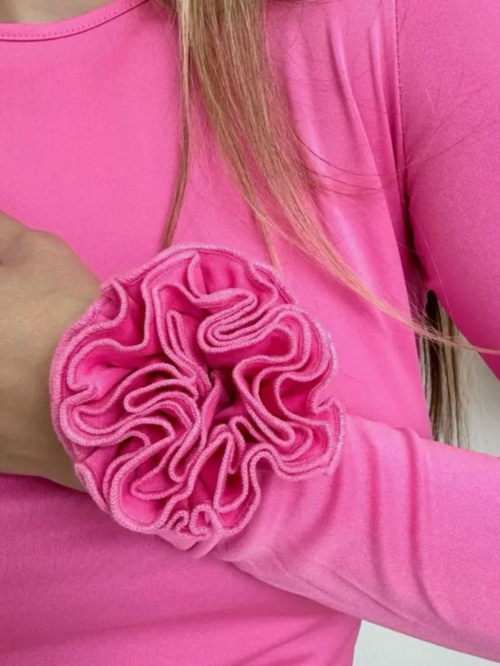 Flower Round Neck Long Sleeve T-Shirt, image 6