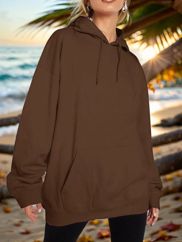 Drawstring Dropped Shoulder Hoodie, image 4