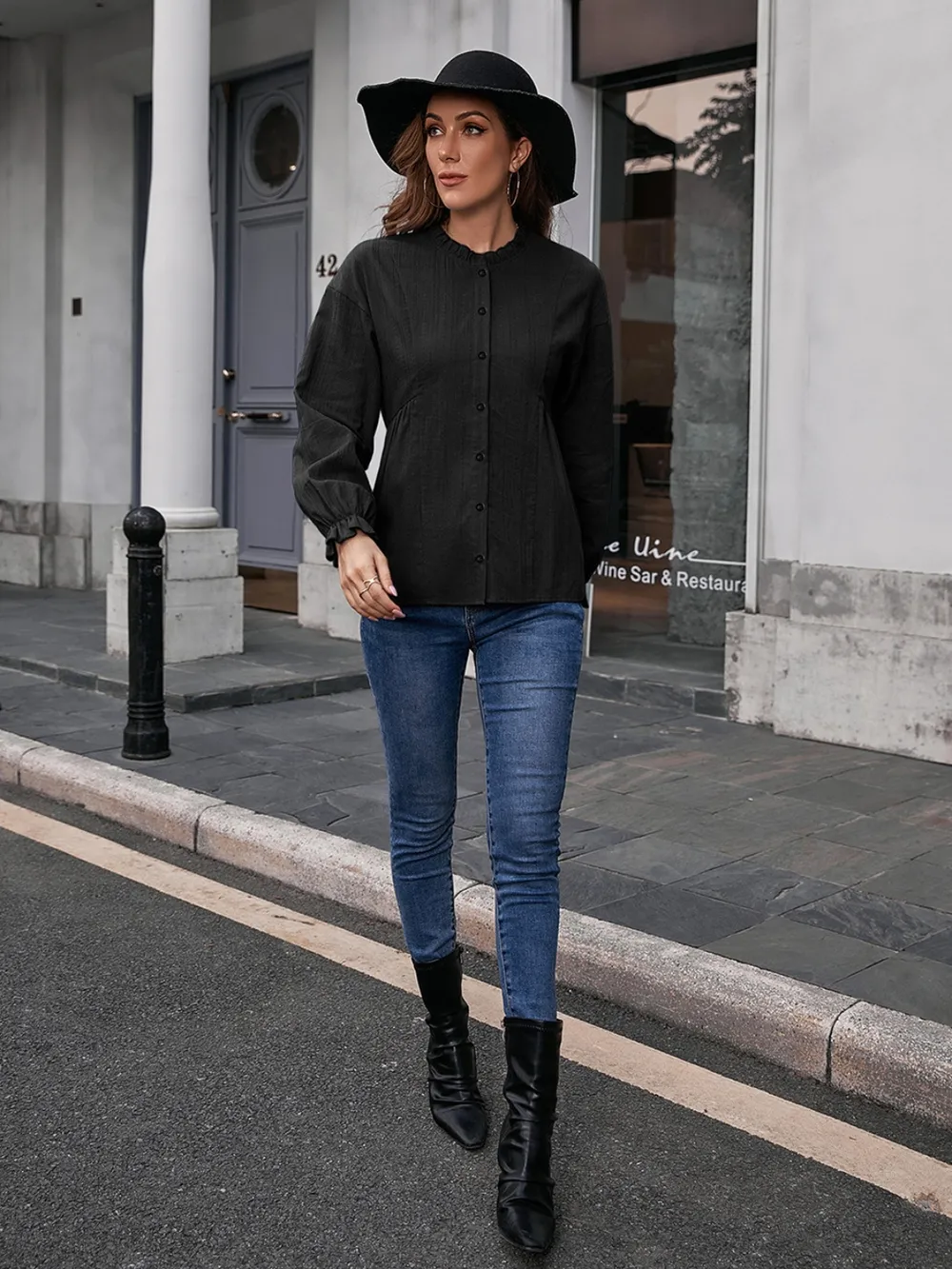 Frill Button Up Flounce Sleeve Blouse, image 12