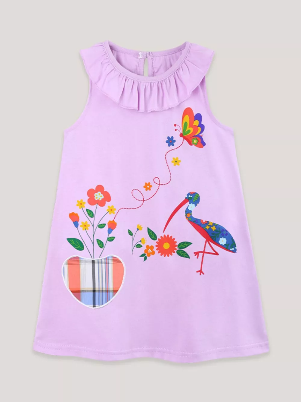 Children's Ruffle Collar Floral A-Line Dress, image 2