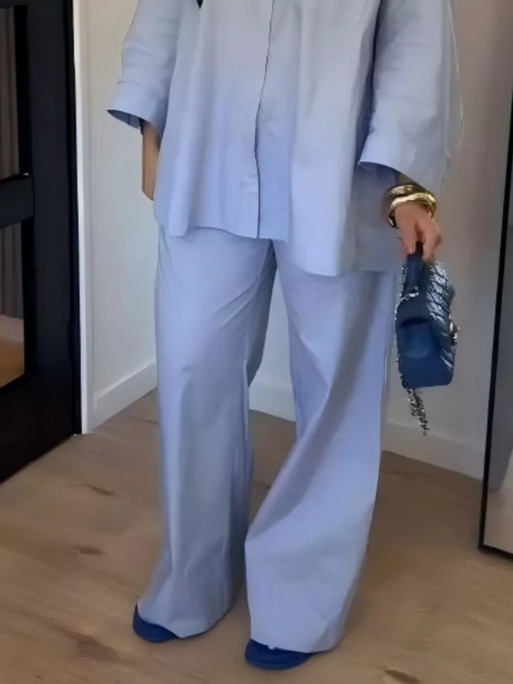 Button-Down Shirt and Wide-Leg Pants Two-Piece Set, image 5