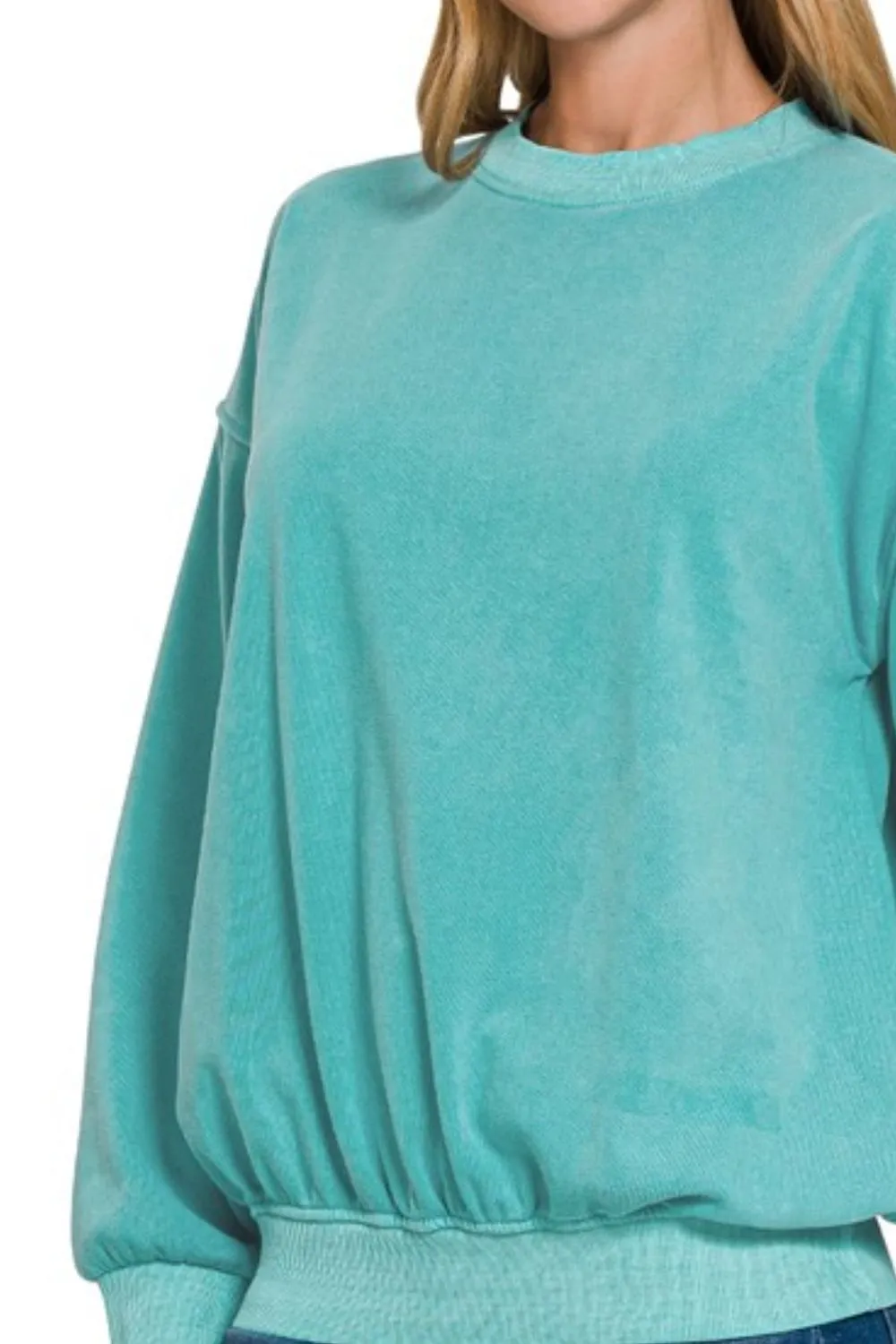 Soft Fleece Pigment Dye Round-neck Sweatshirts, image 2
