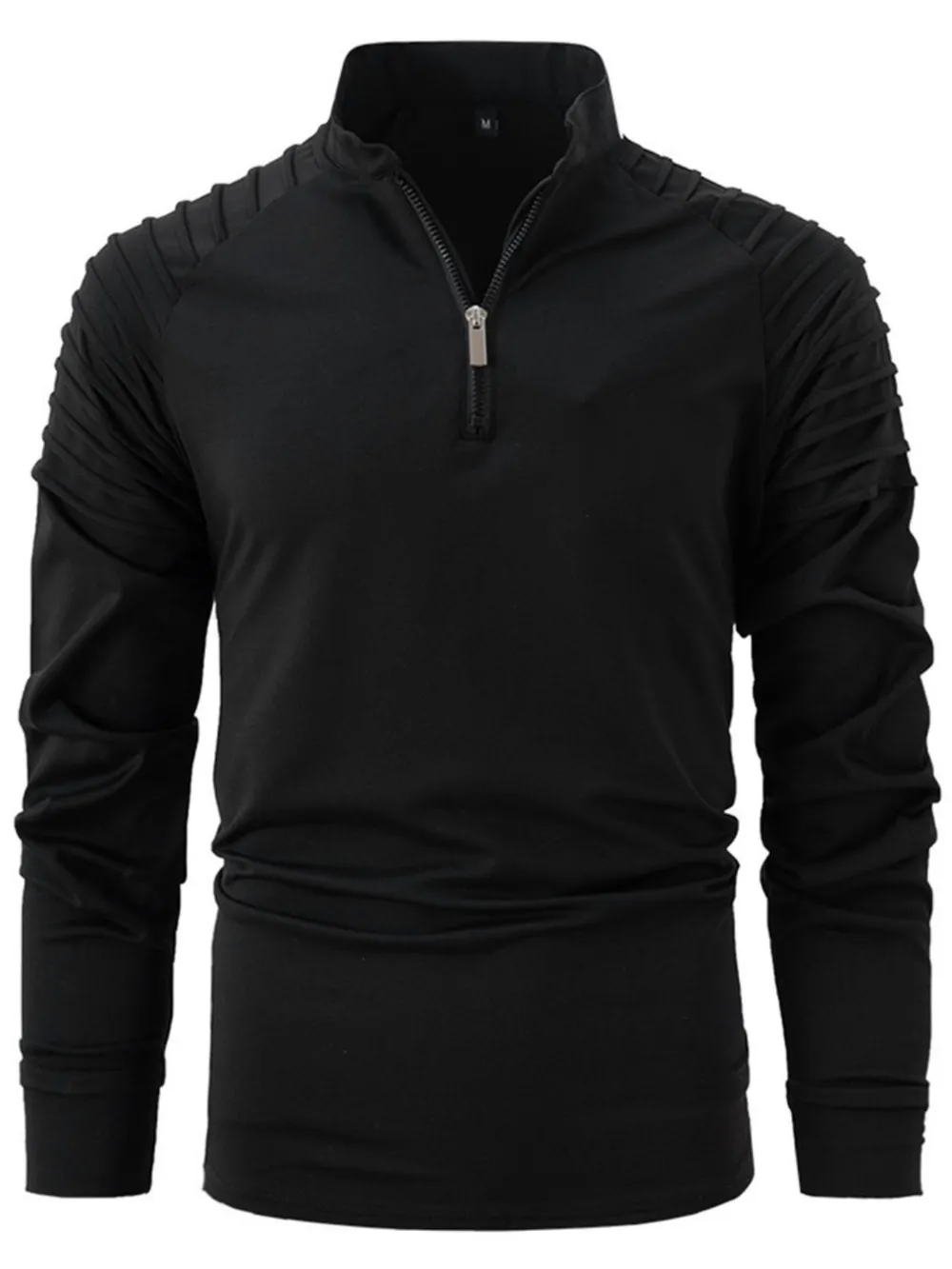 Men's Full Size Quarter Zip Long Sleeve Polo Plus Size, image 5