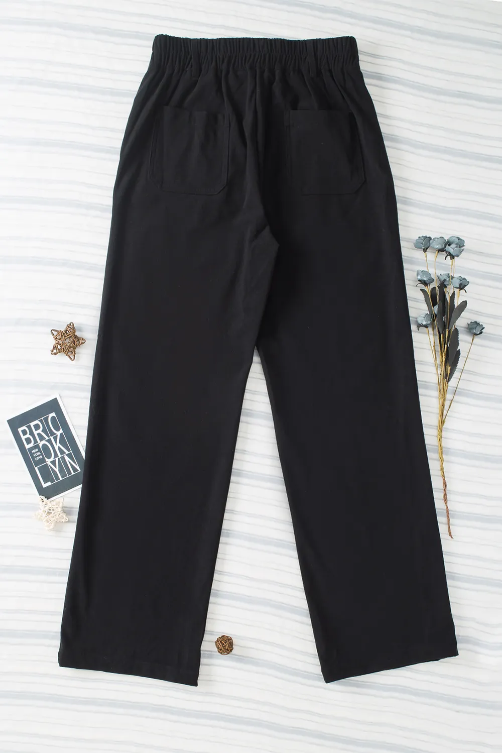 Half Elastic Waist Straight Pants, image 4
