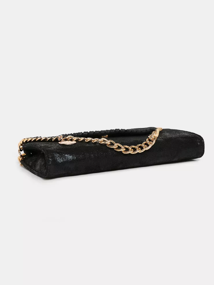 Matte PU Leather Textured Chain-Strap Shoulder Bag, image 6