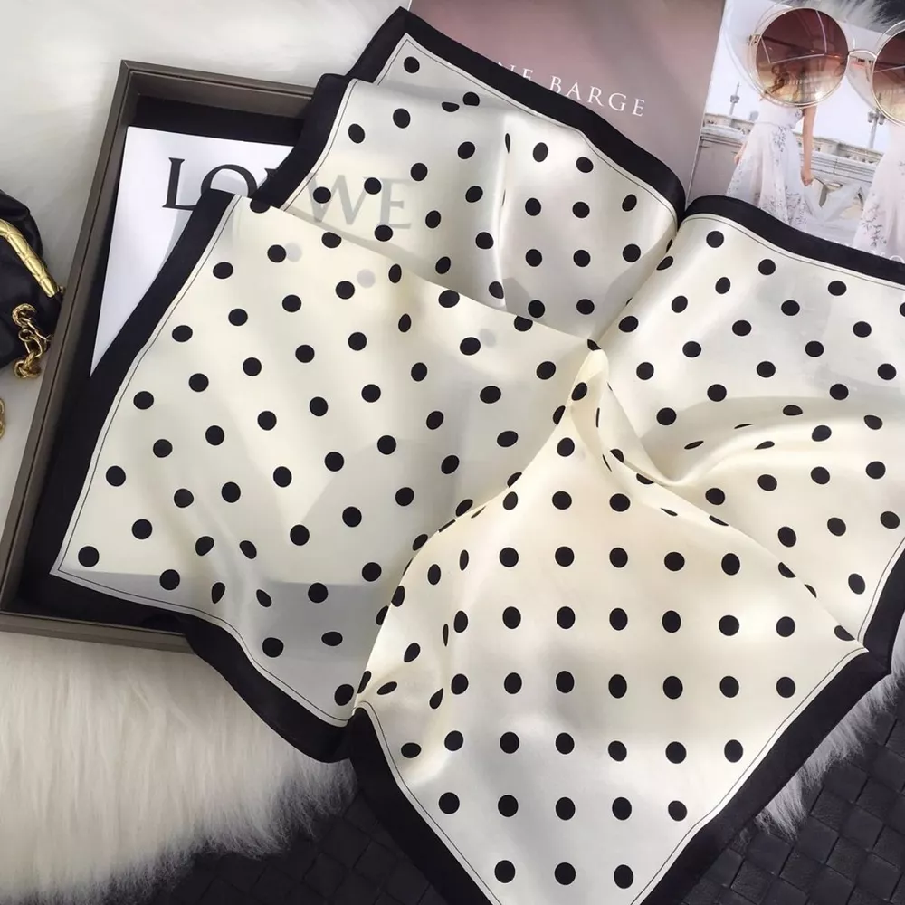 Elegant Polka Dot Silk Scarf, image 4