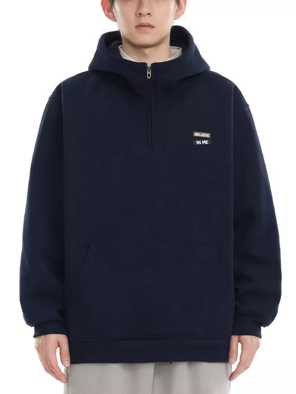 Men's Plus Size Quarter-Zip Long Sleeve Hoodie, image 5