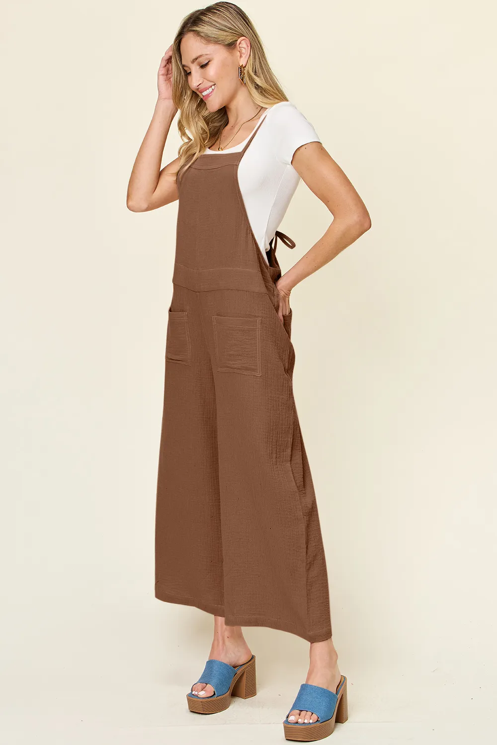Full Size Texture Sleeveless Wide Leg Overall, image 3