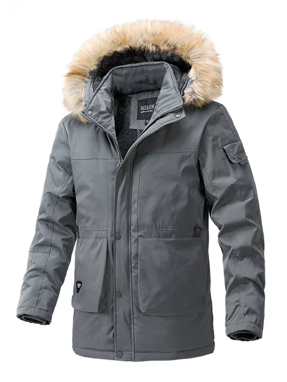 Men's Plus Size Fur Hooded Winter Parka Coat, image 5