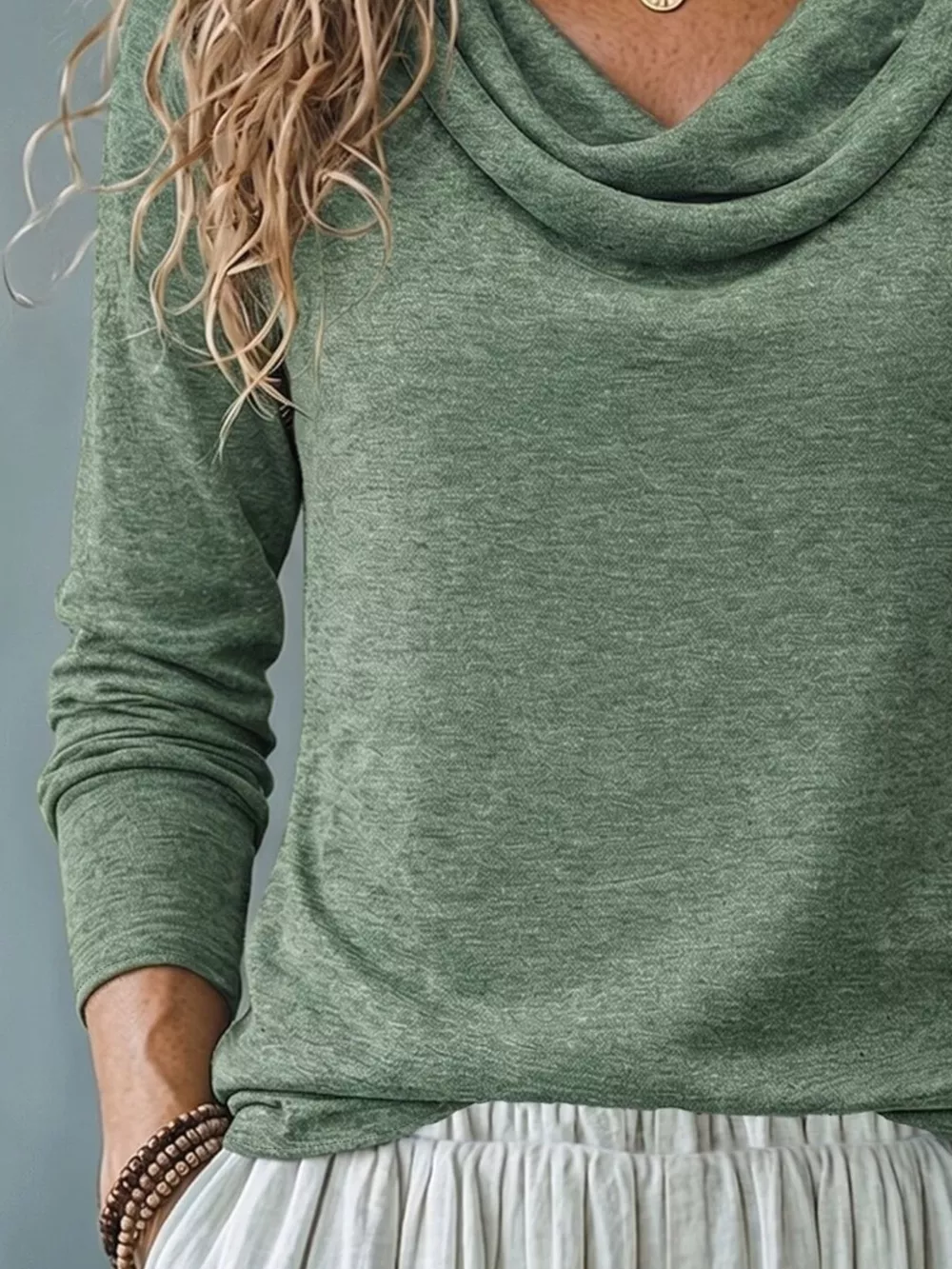 Cowl Neck Long Sleeve T-Shirt, image 7