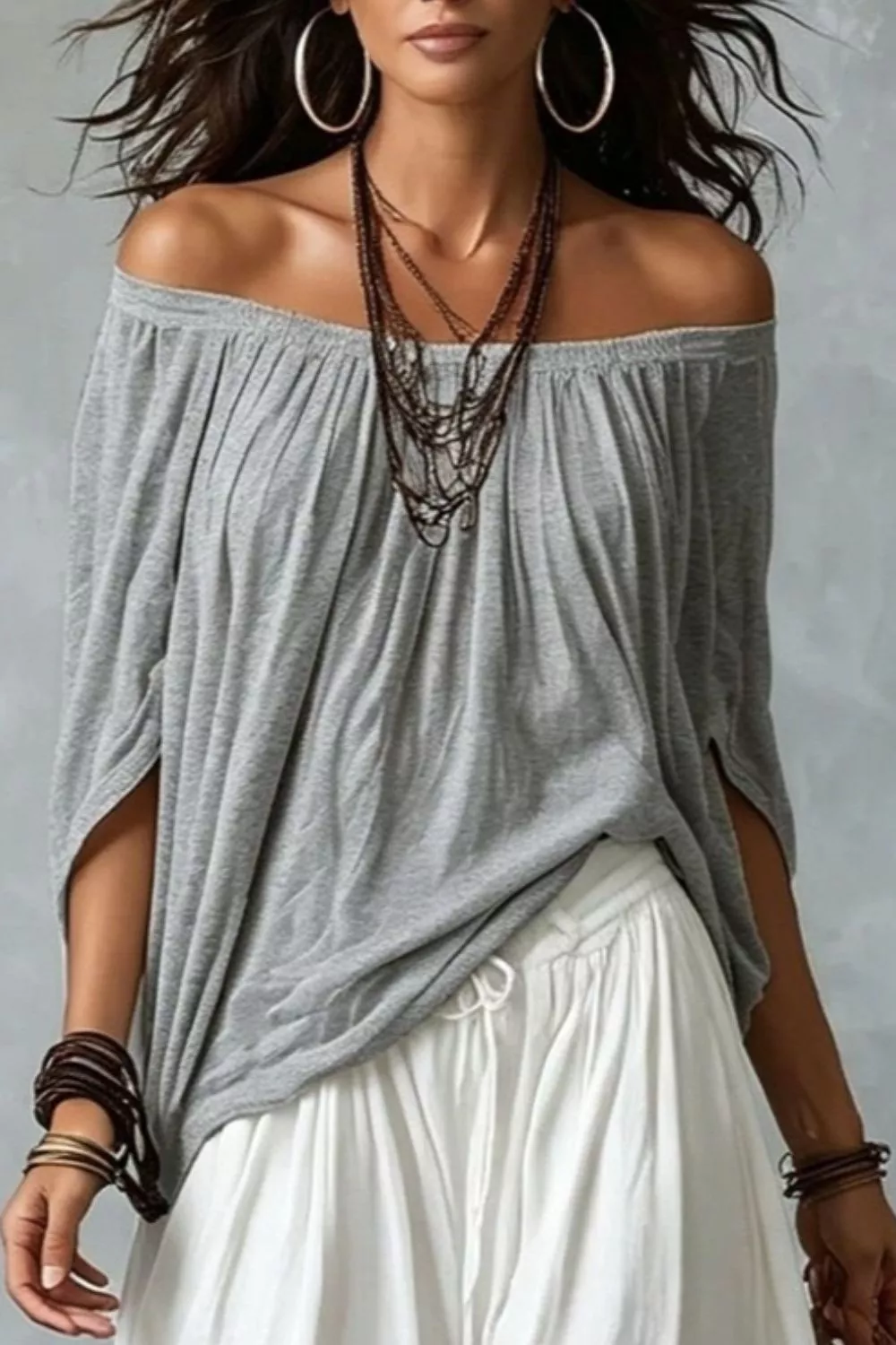 Full Size Off-Shoulder Top and Wide-Leg Pants Set Plus Size, image 8