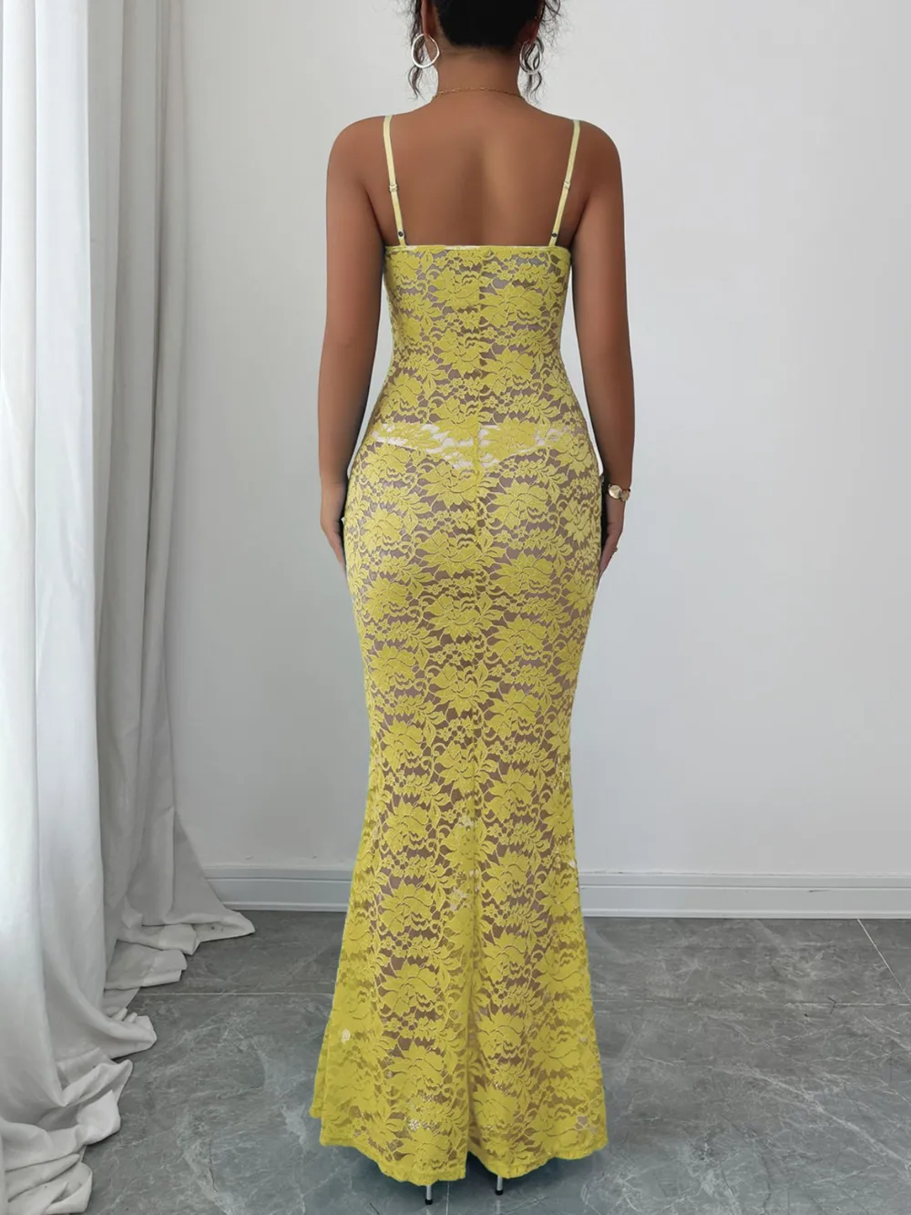 Lace Square Neck Maxi Cami Dress, image 10