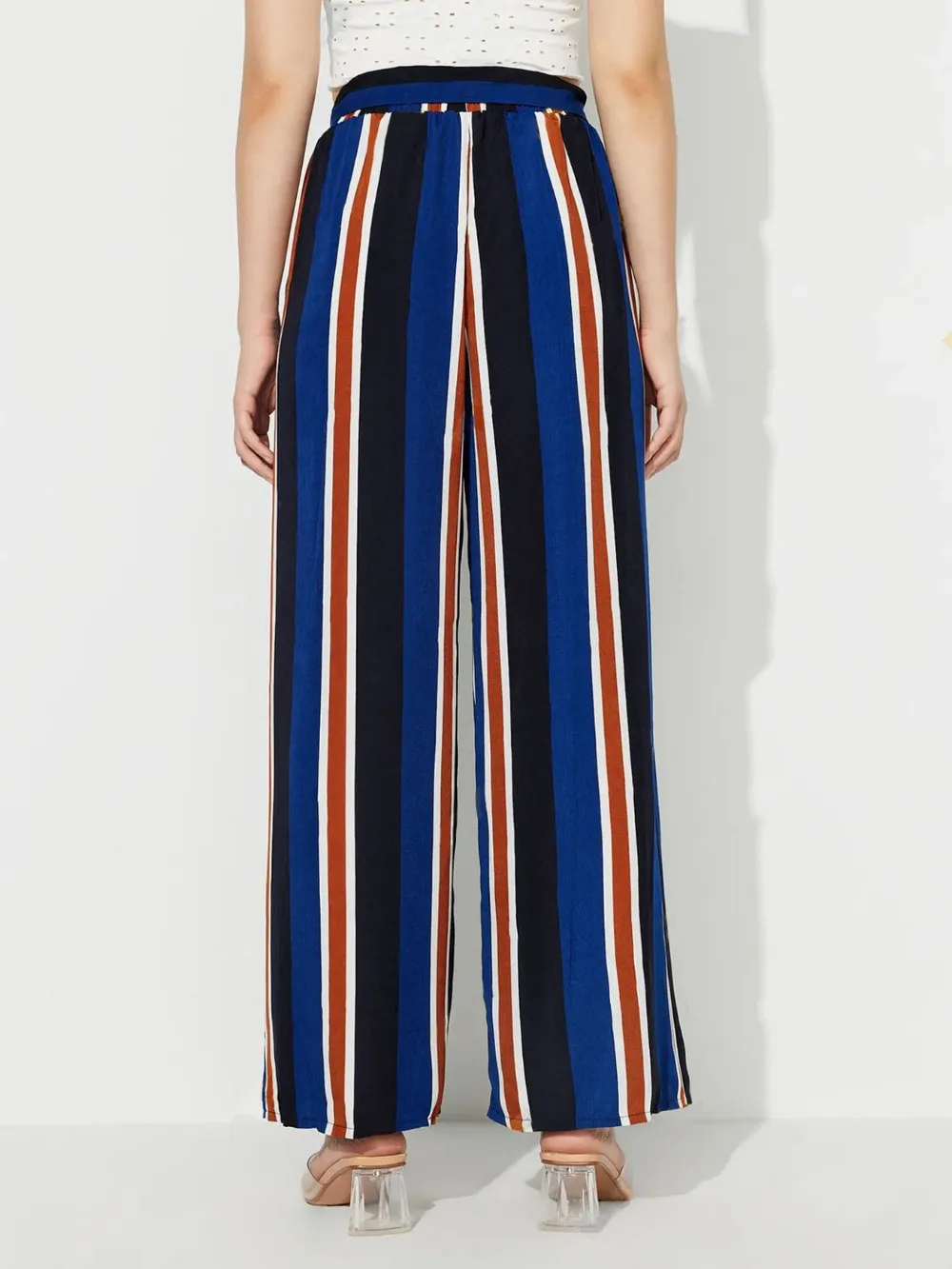 Side Slit Contrast Wide Leg Pants, image 2