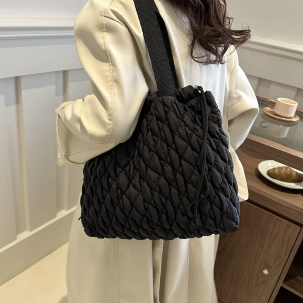 Drawstring Bubble Texture Tote Bag, image 11