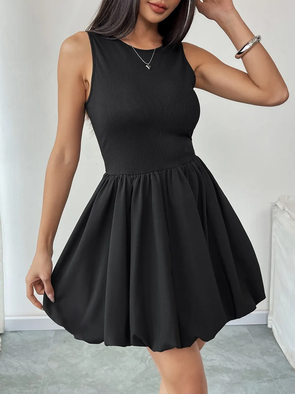 Ruched Sleeveless Mini Dress, image 2