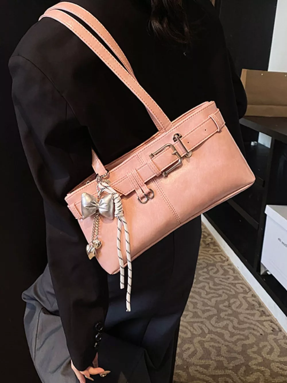 Buckle Decor Shoulder Bag, image 8