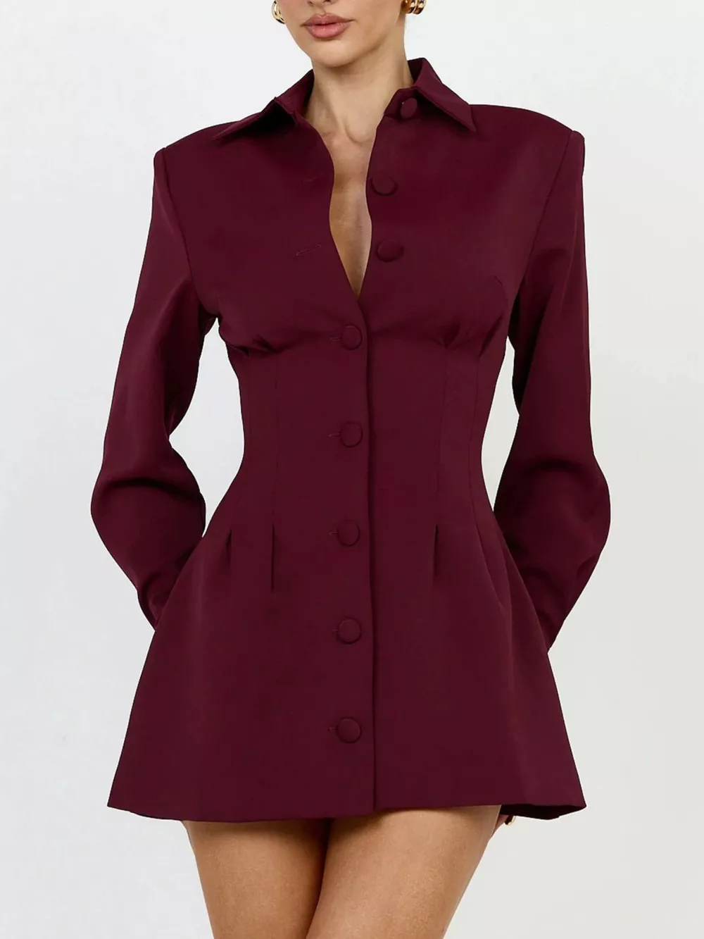 Corset-Style Button-Down Blazer Dress, image 10