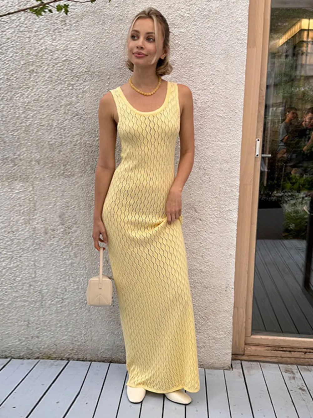 Openwork Sleeveless Maxi Dress