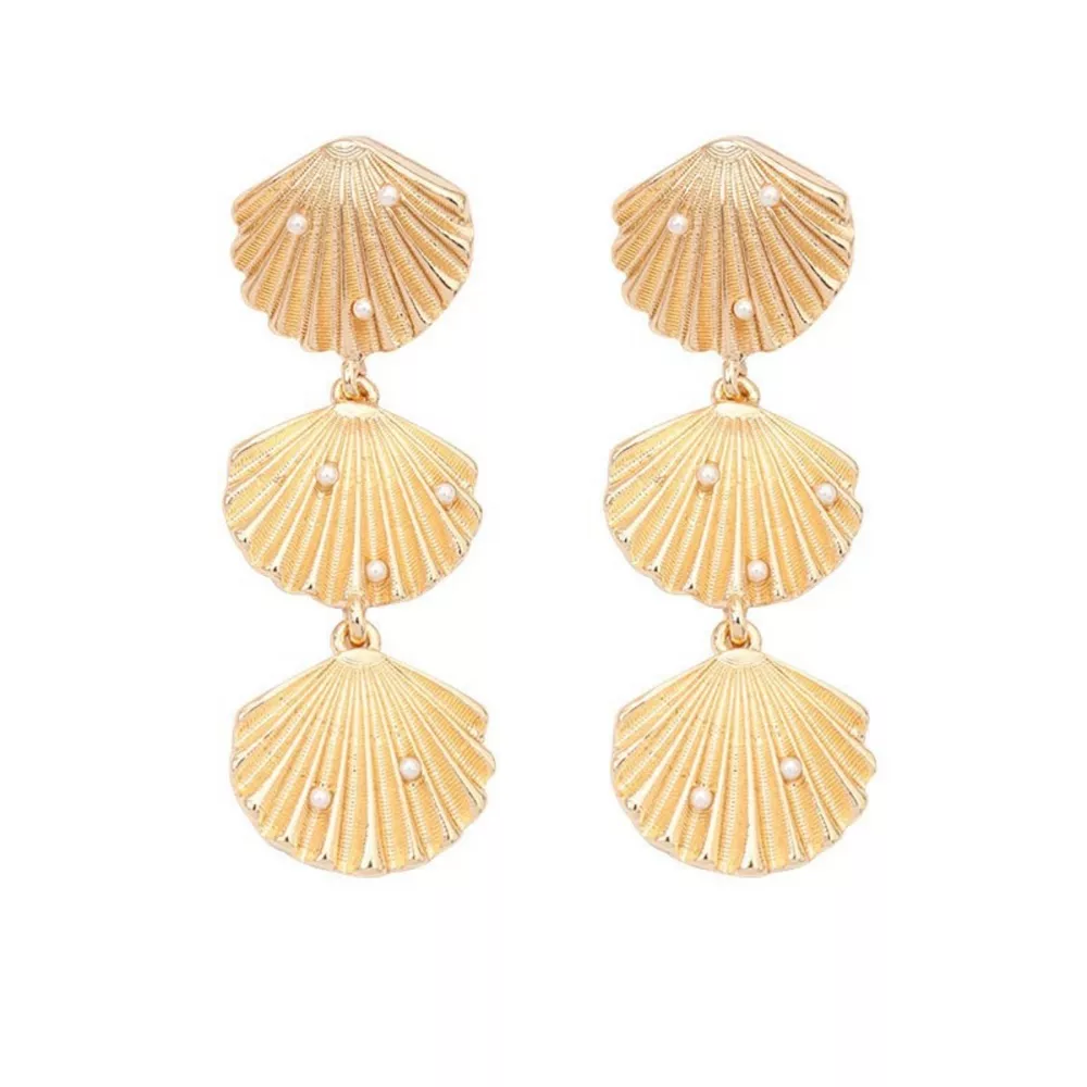 Seashell Dangle Earrings with Pearl Accents, image 2