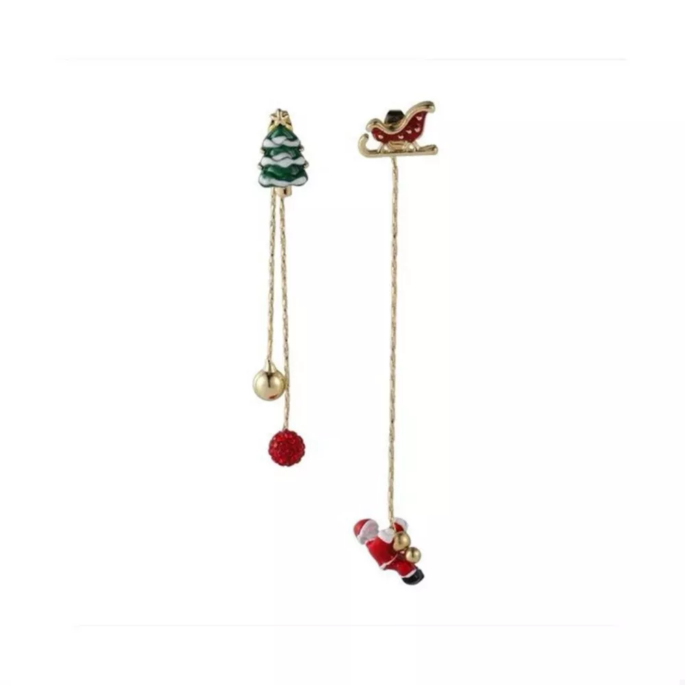 Christmas Tree & Santa Claus Drop Earrings, image 3