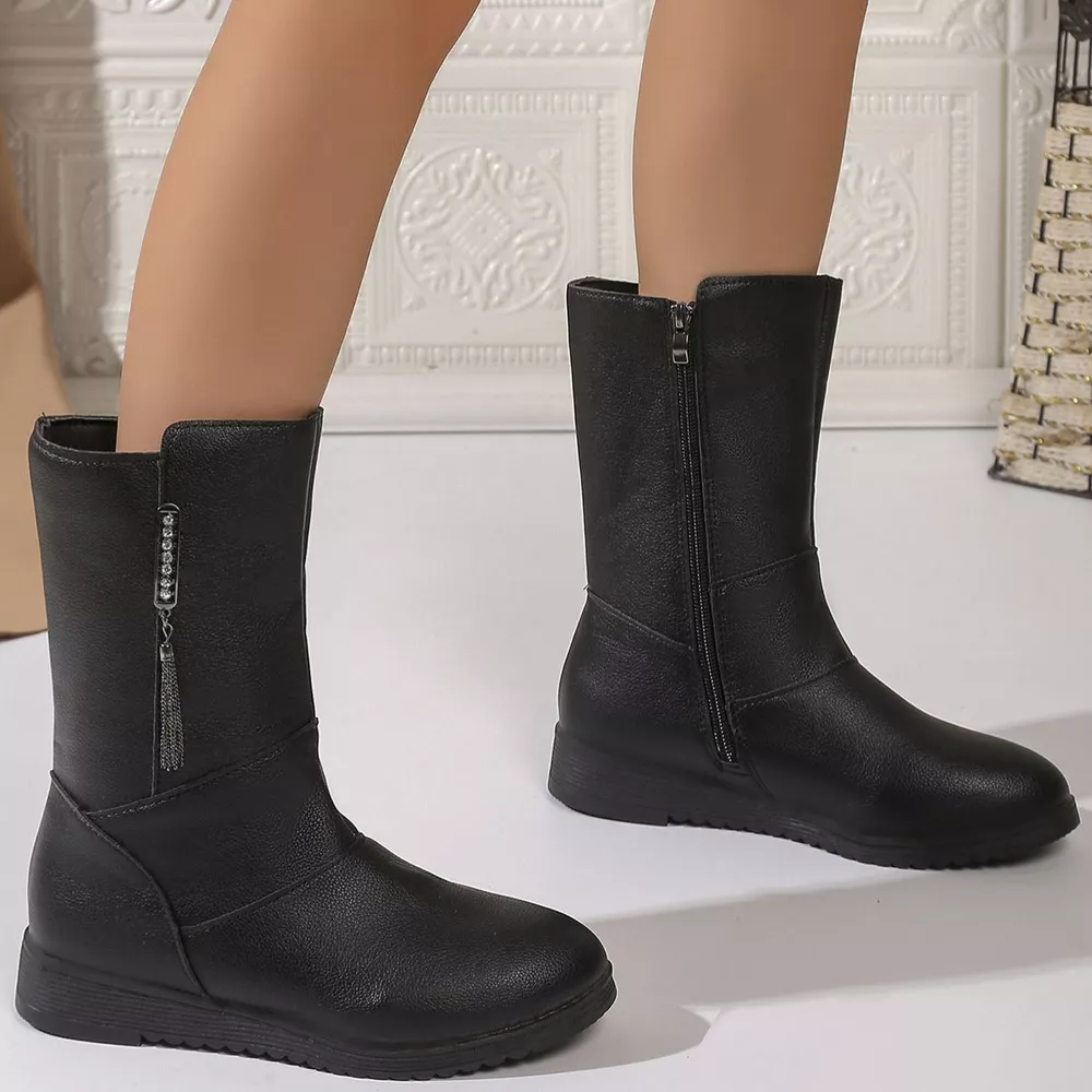Round Toe Side Zip Boots, image 2