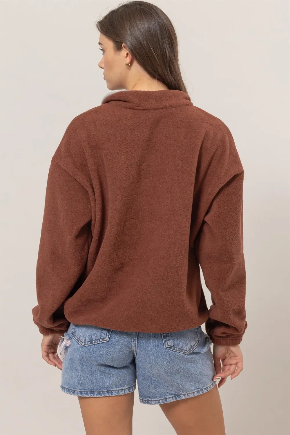 Fleece Color Block Half Zip Sweatshirt, image 2