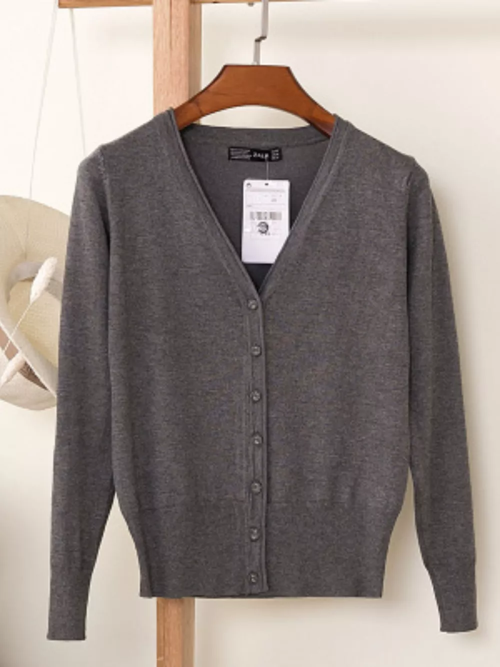 Classic V-Neck Button-Down Knit Cardigan, image 24