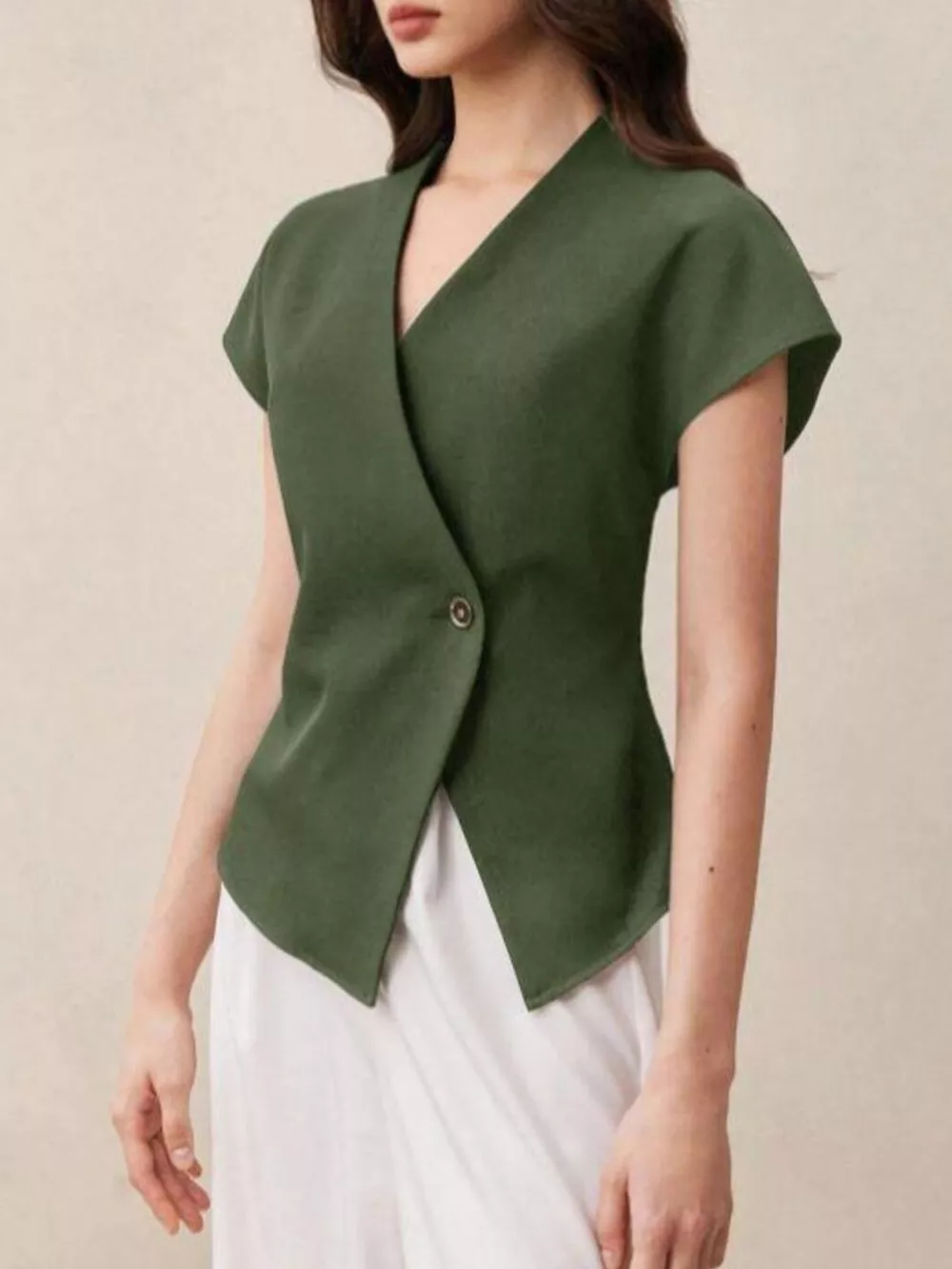 Wrap-Front One Button Shirt, image 3
